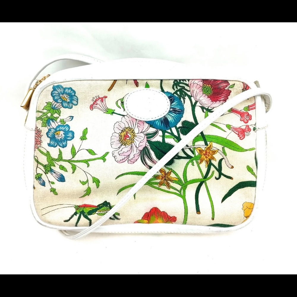 Authentic vintage Gucci floral camera bag